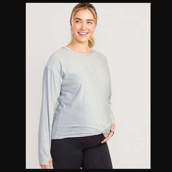 Old Navy XS Maternity Long Sleeve Cloud 94 Soft Twist-Front Top - Picture 2 of 8